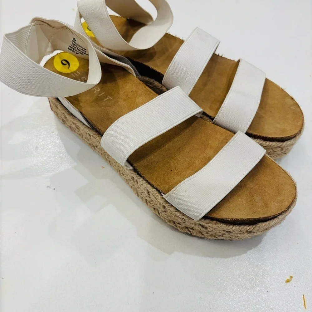 Esprit Women's Cream Espadrille Sandals with elastic ankle straps size 9